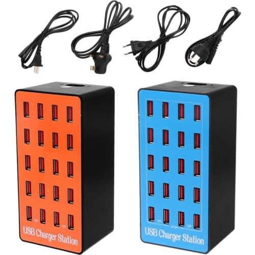 20-Port 20-Port USB Hub Charger Power Adapter Wall Fast Charging Dock Station 100W for mobile phone Tablet