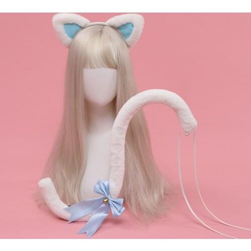 Anime Faux Fur Fox Cat Ear Hairpin Wolf Tail Halloween Cosplay Suit Makeup Ball Party Costume Toy Lolita Dressed Up Gift
