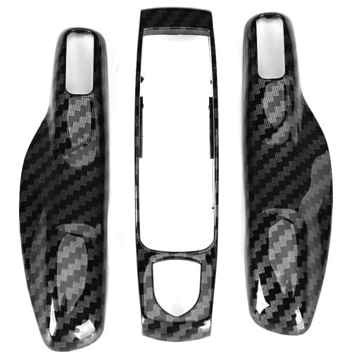 3pcs/Set Car Key Case Shell Carbon Fiber Style Car Remote Key Trim Cover Key Accessories Fit For Porsche Cayman Macan Boxster