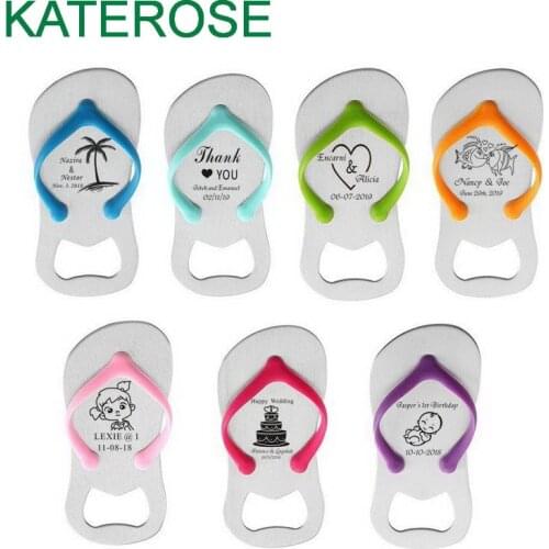 24PCS Personalised Thong Bottle Opener in Organza Bag Beach Wedding Favour Bomboniere Customized Flip Flop Beer Openers
