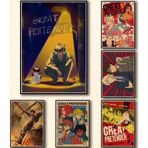 36 Designs Anime Great Pretender Kraftpaper Poster Artwork Fancy Wall Sticker for Coffee House Bar