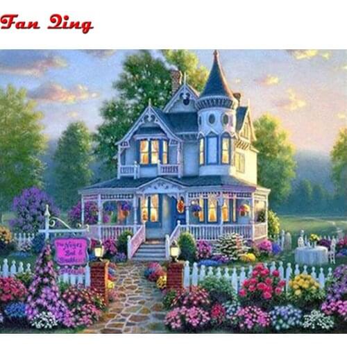 Needlework 5D Diy Diamond Painting Villa Gardens Beautiful Diamond Embroidery Full Square Drill Mosaic Decoration Home Picture
