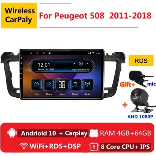 9" 4G RAM 8 cores Android Car DVD Stereo GPS Navigation For Peugeot 508 2011-2017 Head Unit Car Radio Stereo bluetooth wifi
