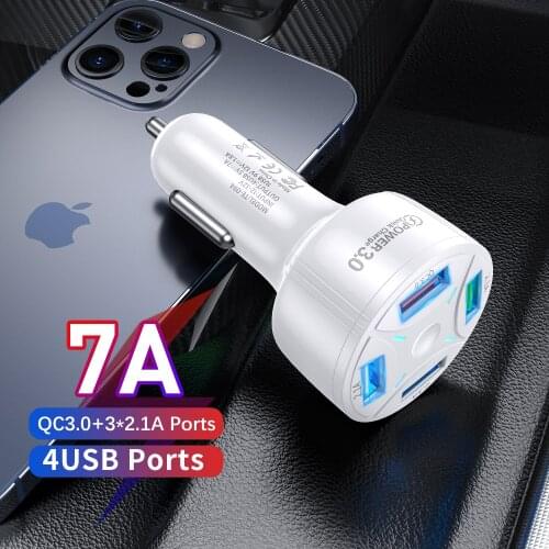 GTWIN Car Charger Quick Charge 4.0 USB Charger 4 Ports Fast Charger Mobile Phone Charger for Samsung Xiaomi iPhone USB Adapter