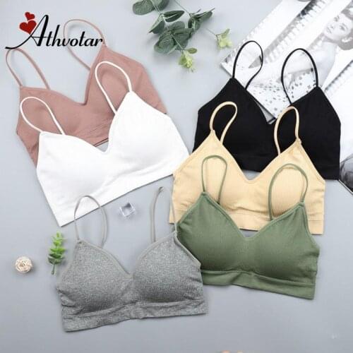 ATHVOTAR Women Gym Seamless Bra Solid Color Padded Push-Up Yoga Bra Athletic Gym Running Fitness Workout Sport Top