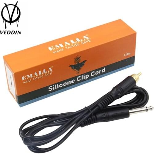 EMALLA 1PCS Power Supply Connection Cable Clip Cord Tattoo Clip Cord Rubber Tattoo Clip Line with Plug Soft Wire for Tattoo