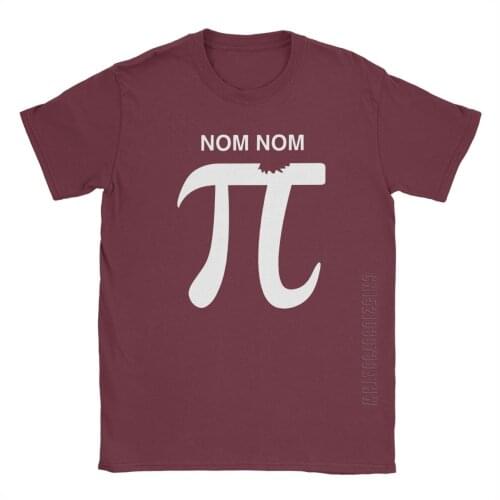 Pi Nom Nom T-Shirts Mens Pure Cotton Funny T Shirts O Neck Math Pie Mathematics School Student Geek Tee Shirt Short Sleeve