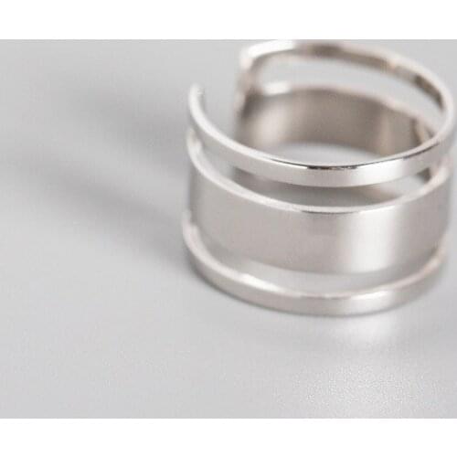 1PC INS minimalist Authentic S925 Sterling Silver FINE Jewelry 3Rows layered Geometric Long ring TLJ761