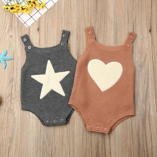 Newborn Baby Boy Girl Sleeveless Jumpsuit Bodysuit Outfits Knitted Baby Sweater Cotton Clothes One-Pieces