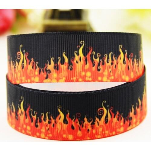 22mm 25mm 38mm 75mm flame Cartoon printed Grosgrain Ribbon party decoration 10 Yards X-03546