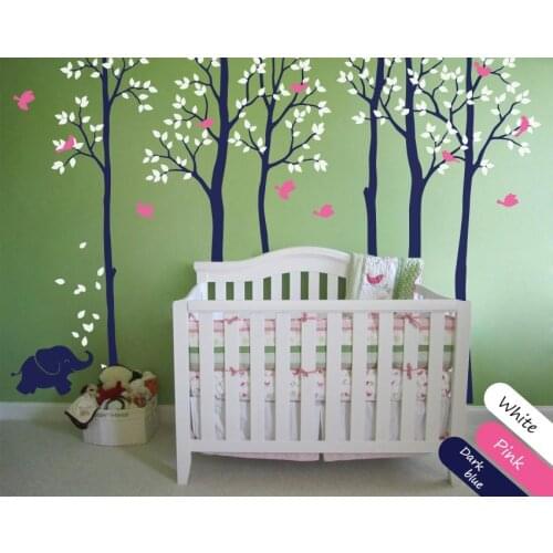 Beauty Flying BirDS Spring Sign Art Nursery Tree Wall Decal Home Kids Room Livingroom Warm Decor Vinyl Wall Sticker Mural Wm-586