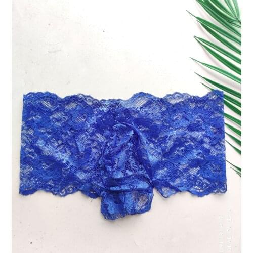 Hot Mens Lace Brief Panites Sexy See-through Lace Underwear Low-Waist Underwear Breathable Male Underpants Panties Solid Color