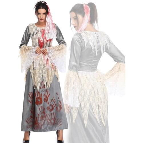 M-xl Halloween Costume Vampire Bloody Ghost Bride costume masquerade party Scary Ghost bride