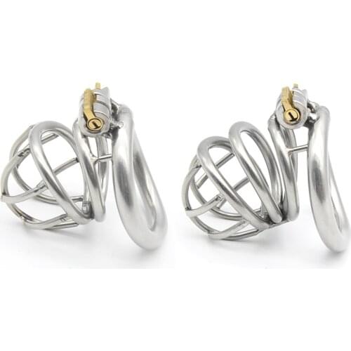 Stainless Steel Small Chastity Device Cock Cage Virginity Belt Penis Cage with Stealth New Lock Adult Belt Sex Toy For Men A226