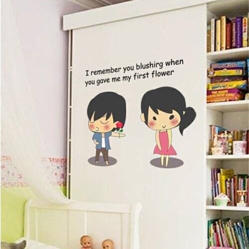 Cartoon Couple Pattern Wall Stickers Kawaii Room Decor Anime for Sofa Background Bedroom Decor Wall Living Room Vinyl Wallpaper