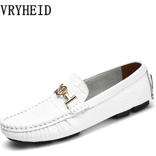 VRYHEID Big Size 38~50 High Quality Genuine Leather Men Shoes Soft Moccasins Loafers Fashion Brand Men Flats Comfy Driving Shoes