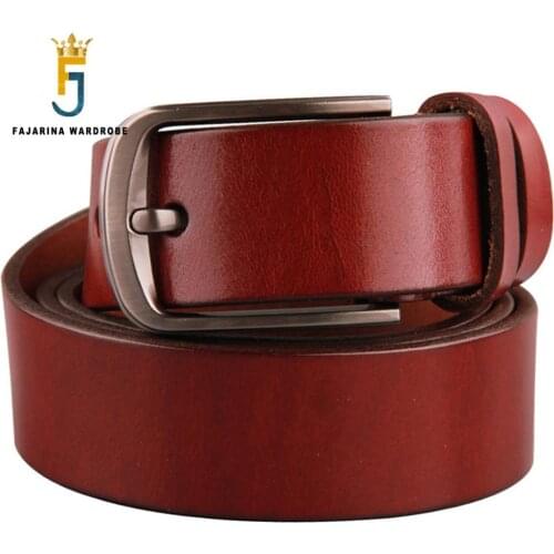 FAJARINA Retro Styles Quality Genuine Belts Female Pin Buckle Belt for Men Male Unisex Cow Skin Leather Belt 3.5cm Wide N17FJ375