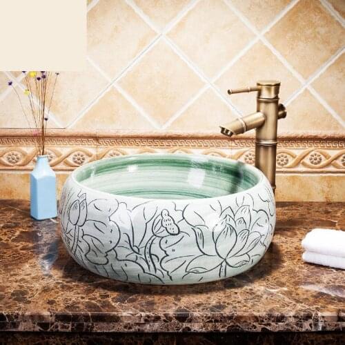 New Jingdezhen Ceramic Chinese Carving Art Basin Hotel Toilet Washbasin ceramic Wash Basin bathroom sinks bowl