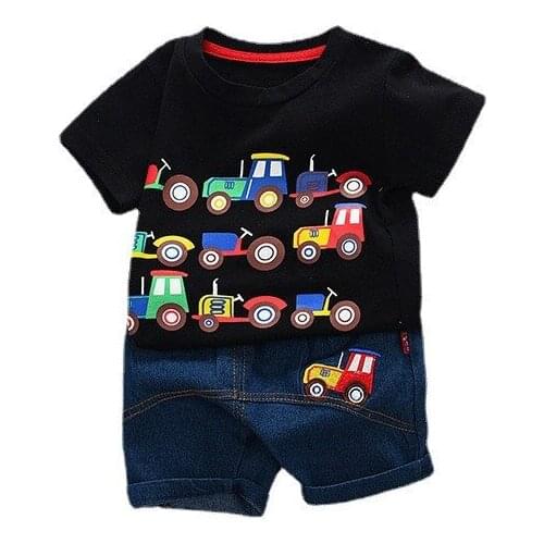 New Summer Kids Fashion Garment Infant Cartoon Pattern T Shirt Shorts 2pcs/sets Baby Boy Girl Clothes Children Casual Sport Suit