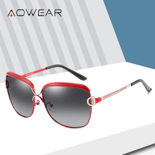 AOWEAR Vintage Oversized Sunglasses Women Polarized UV400 Shades Driving Goggle Sun Glasses Big Square Frame Eyewear Gafas
