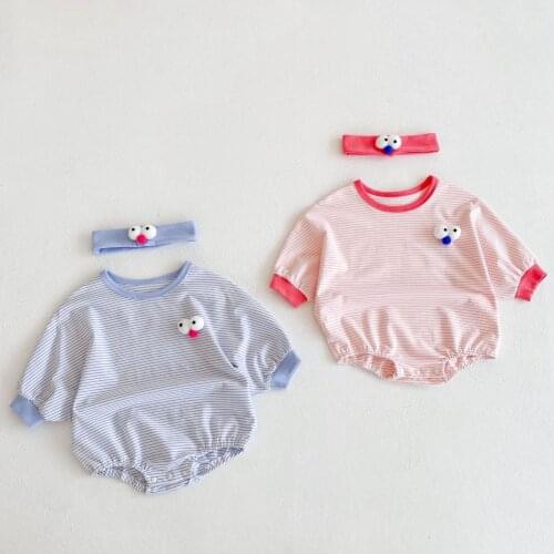 Newborn Baby Clothes Big Eyes Toddler Baby Romper For Boys Girls Stripe Cotton Toddler Jumpsuit Long Sleeve Infant Onesie Loose