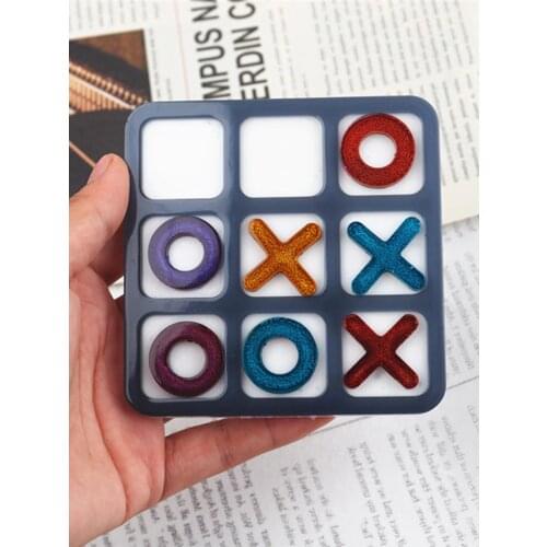 Tic Tac Toe OX Chess Game Mirror Silicone Casting Mold For DIY Resin Uv Epoxy Jewelry Tools Craft Handmade Making Small Size