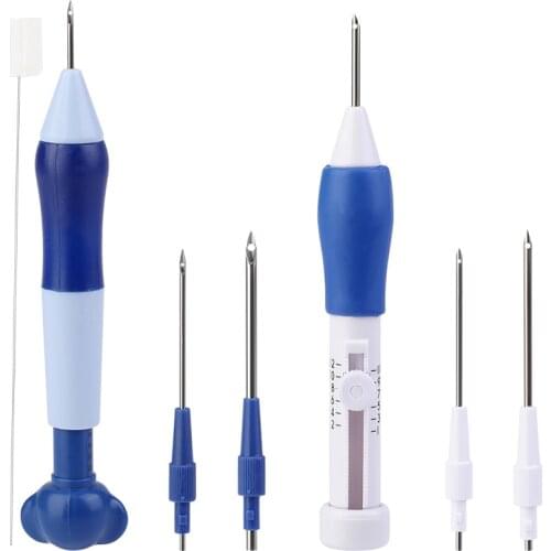 RORGETO Adjustable Punch Needle Magic Needle Embroidery Pen for Embroidery Cross Stitch 3 Size Needles 2 Threaders Accessories
