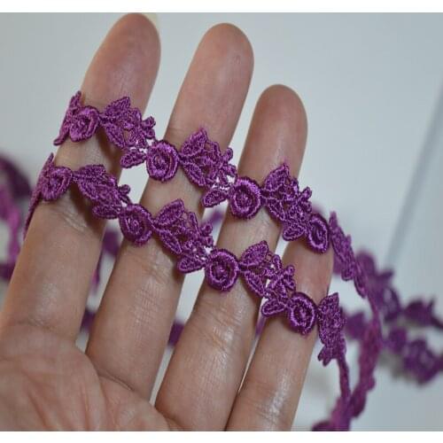 Free shipping 1CM Width(15yds/lot)Magenta floral venise lace Hight quality lace fabrics embroidered lace trim18012802