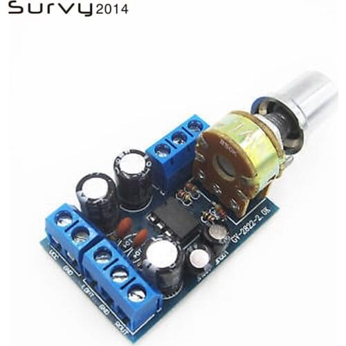 1 TDA2822M Mini 2.0 Channel 2*1W Stereo Audio Power Amplifier Board DC 5V 12V CAR Volume Control Potentiometer Module