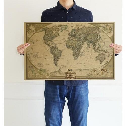 Vintage Kraft Retro Paper World Map Poster Wall Chart Home Decoration Wall Sticker Bar cafe decoration painting wall decor