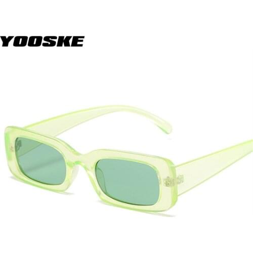 YOOSKE Vintage Small Square Sunglasses Women 2021 Fashion Rectangle Sun Glasses Men Classic Green Eyewear Shades UV400 Goggles