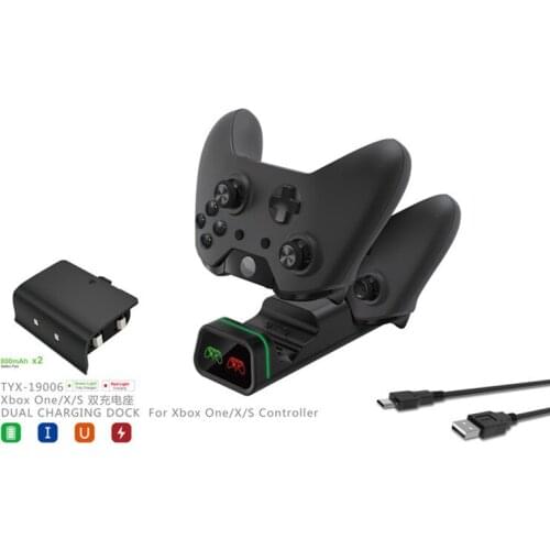 2019 Dock Controller Charger +2x Rechargeable Batteries for XBOX ONE Rechargeable Battery Charging Dock