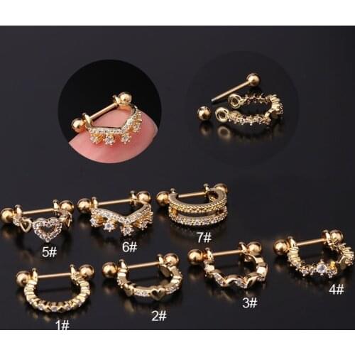 Fashion Creative CZ Zircon Geometric Star Stud Earring Women Love Heart Shape Earring For Women Piercing Jewelry Wholesale HS-55