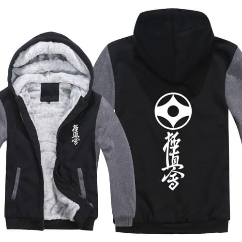 Winter Fashion Kyokushin Karate Hoodies Kyokushin Printed Casual Sweatshirt Thicken Fleece Zipper Jacket Pullover Mans Clothing