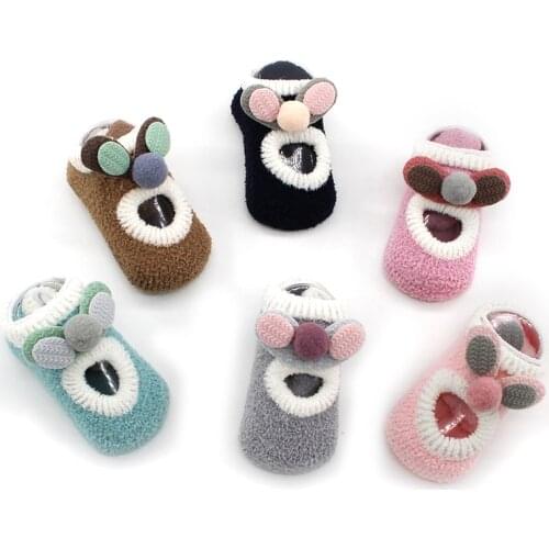 1 Pair Winter Coral Fleece Socks Child Baby Infant Child Cartoon Floor Socks Non-slip Baby Toddler Socks 0-2 Years Old Baby Sock