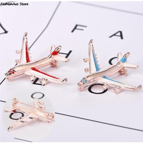 1pc Brooch Cute Little Alloy Enamel Jewelry Suit Clothes Clips Brooch Airplane Brooch Blue/Red Metal Pin Model