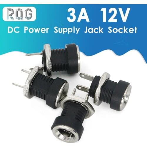 10Pcs 3A 12v For DC Power Supply Jack Socket Female Panel Mount Connector 5.5mm 2.1mm Plug Adapter 2 Terminal Types 5.5*2.1