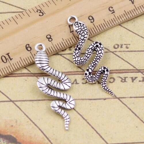 10pcs Charms Cobra Snake 42x14mm Antique Silver Color Pendants Making DIY Handmade Tibetan Finding Jewelry For Bracelet
