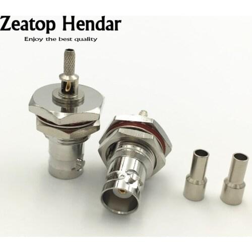 2Pcs Brass BNC Female Plug Waterproof & Nut Bulkhead Window Solder Crimp for RG316 RG174 RG179 LMR100 RF Coaxial Cable Connector