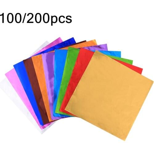 200pcs 100pcs Aluminium Foil Chocolate Wrapping Paper Gift Package Tin Paper For Packaging Cookie Candy Bath Bombs -Mix Color