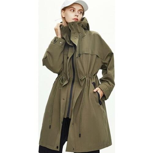 2020 New Style for Autumn Winter Tooling Trench Coat European America Casual Loose BF Waist Hugging Slim Fashion Long Coat Women
