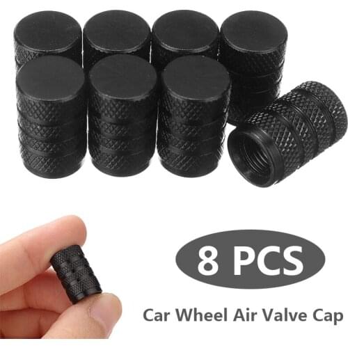 8pcs Black Aluminum Tire Wheel Rims Stem Air Valve Caps Tyre Cover For Car Auto Motorcycle Scooter Accessories