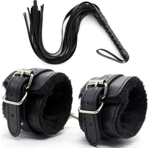 Sexy Whip Sex Handcuffs BDSM Bondage Set Toys With Handcuffs For Sex Blindfold Eye Mask Adult Erotic Toys For Woman