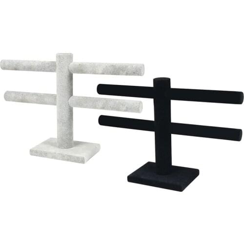 Velvet T-Bar Jewelry Bracelet Necklace Watch Display Stand Holder Shelf Storage T-Bar Rack Organizer