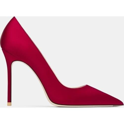 Free shipping fashion women pumps sexy lady blue satin pointy toe stripper stiletto heels bride wedding shoes big size 42