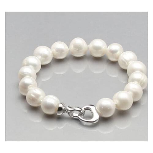 Natural breeding freshwater pearl bracelet white 9-10mm 8 inches 2PCS