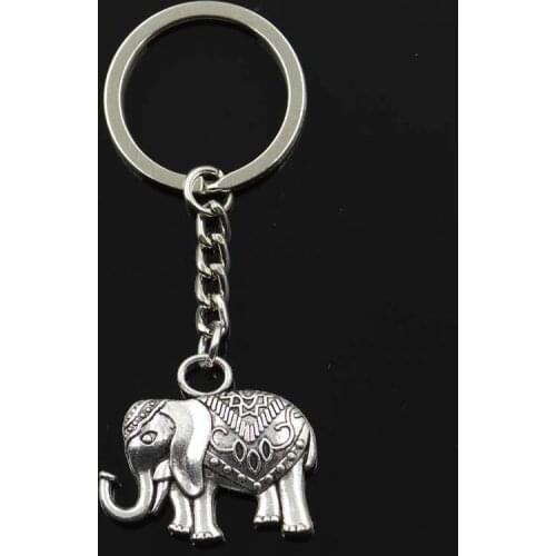 Fashion Elephant 28x31mm Pendant 30mm Key Ring Metal Chain Silver Color Men Car Gift Souvenirs Keychain Dropshipping