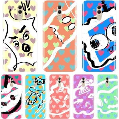 Back Cover For Huawei Mate 9 10 20 Lite Soft Silicone Cartoon Heart Yellow Love Red Phone Case For Huawei Mate 7 8 9 10 20 Pro