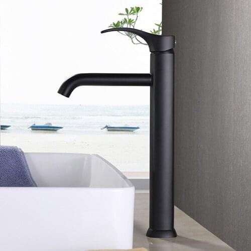 Black brass tall bathroom sink faucet cold hot water basin mixer faucet tap top quality faucet
