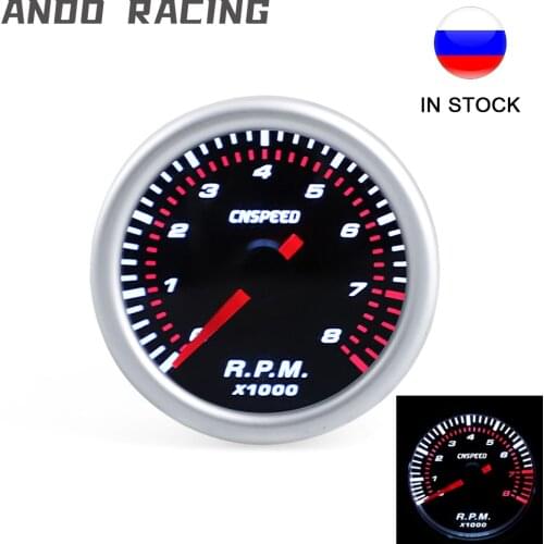 CNSPEED Auto Car Tachometer Tacho Gauge 0~8000 RPM Meter 2" 52mm Universal Car Motor White Led Meter Pointer RPM 12V Gasoline